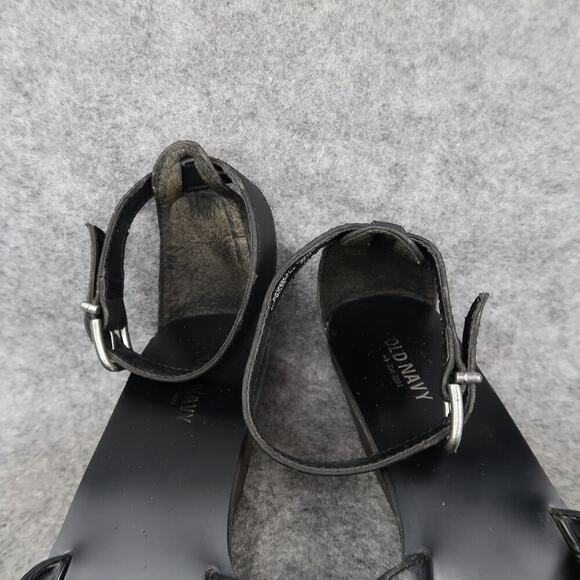 Old Navy Shoes Womens 10 Sandals Wedge Buckle Straps Black Casual Open Toe - Picture 3 of 13